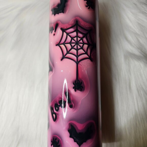 20 oz. Skinny Spooky Vibes Pink Sublimation Tumbler - Picture 2 of 3